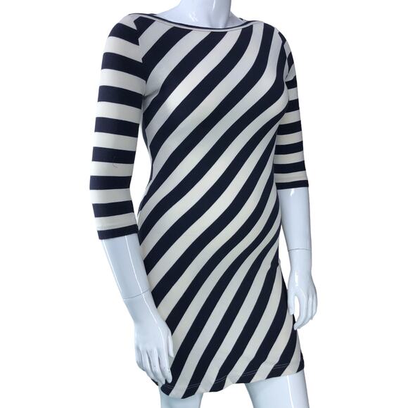 Tory Burch Womens Size M Noisetta Diagonal Stripe Stretch Dress Round Neck - Picture 11 of 16